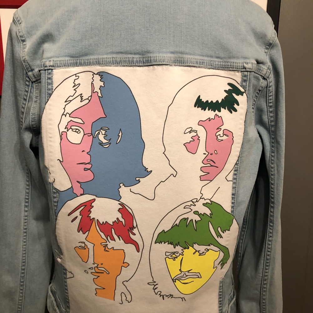 The Beatles Up-Cycled Light Blue Denim Jacket Small